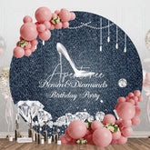 Aperturee - Aperturee Blue Denim Diamonds Round Birthday Party Backdrop